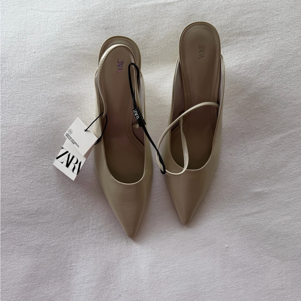 Zara Women's Beige Slingback Heel Wedge size 41